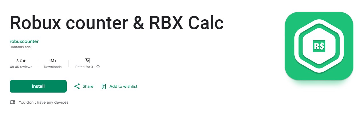 App Robux counter & RBX Calc