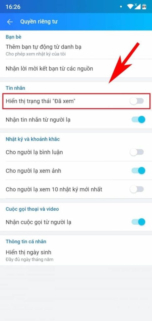 Chọn quyền riêng tư