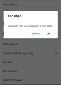 Xác Nhận Bỏ Ẩn Android