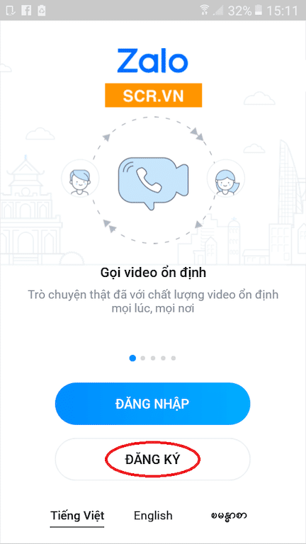 Chọn Đăng ký
