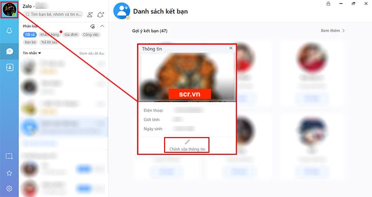 Chọn Chỉnh sửa thông tin