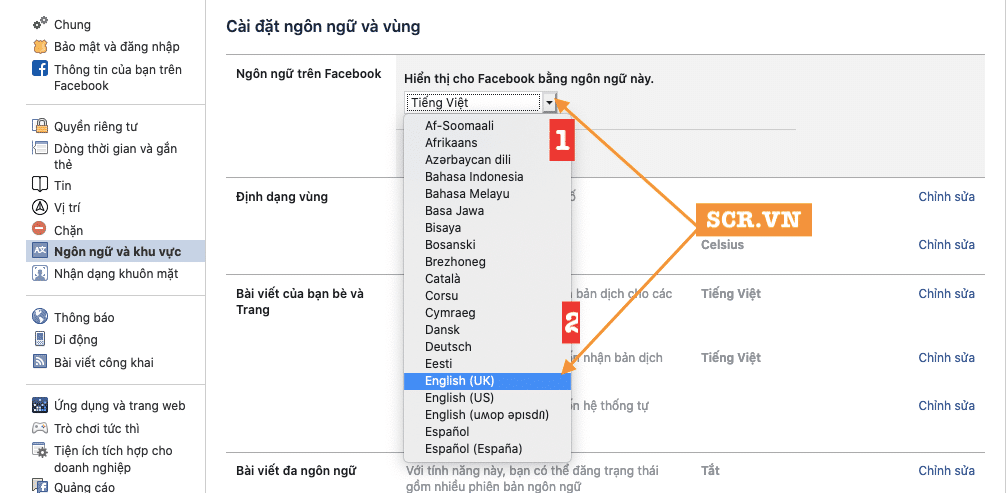 Chọn English