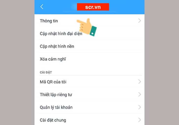 Chọn mục thông tin