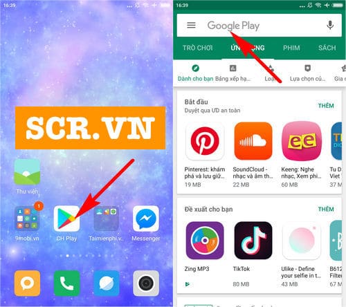 Mở Play Store