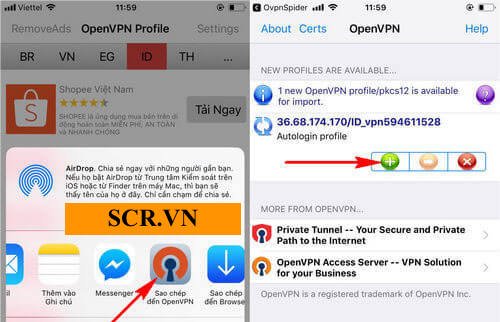 Sao chép OpenVPN Connect