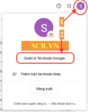 Chọn Quản Lý Tài Khoản Google