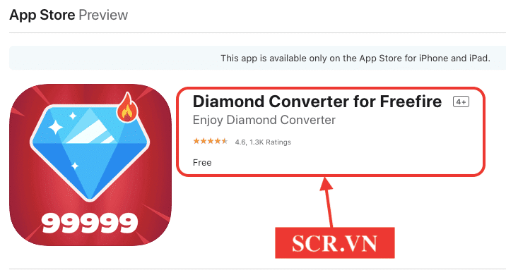 Diamond For Free Fire Converter trên ios