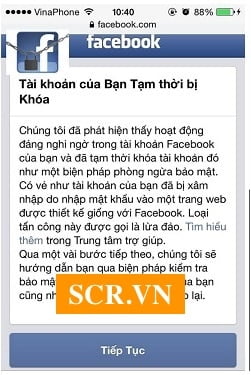 Tài Khoản Facebook Bị Khoá