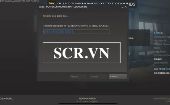 Đợi Steam cài đặt