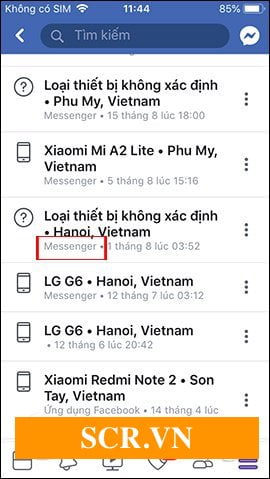 đăng xuất tài khoản Messenger