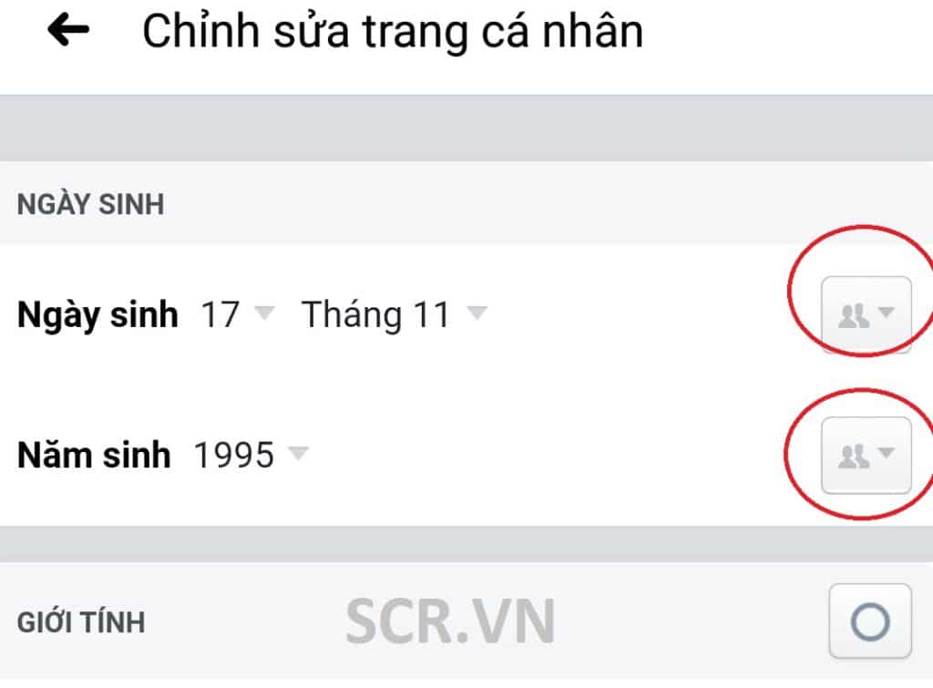 ẩn ngày sinh trên điện thoại
