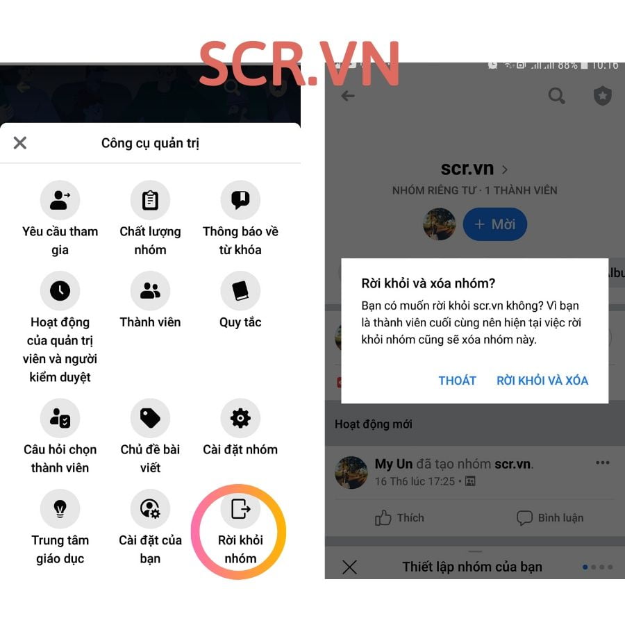 xóa nhóm facebook trên điện thoại 2