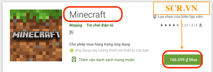 Cài đặt Minecraft Có Phí