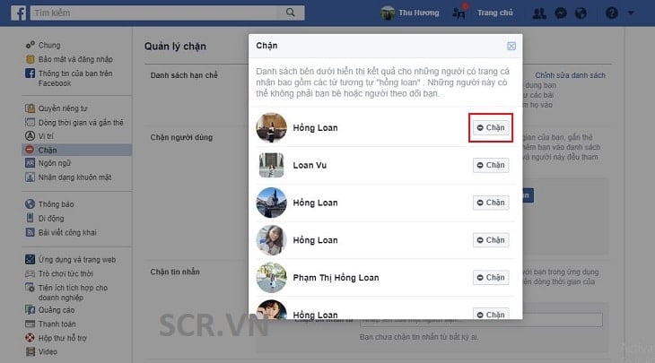 Chặn Tài Khoản FB Bằng Máy Tính