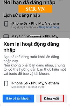 Chọn Đăng xuất từng thiết bị