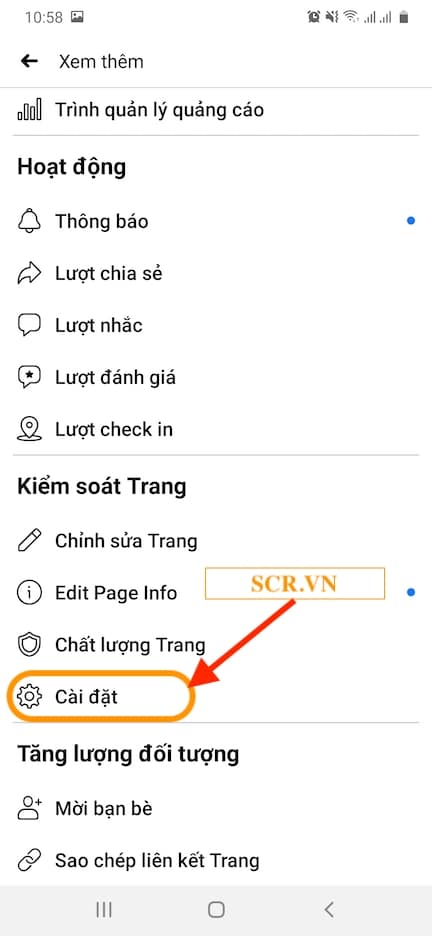 Mục cài đặt