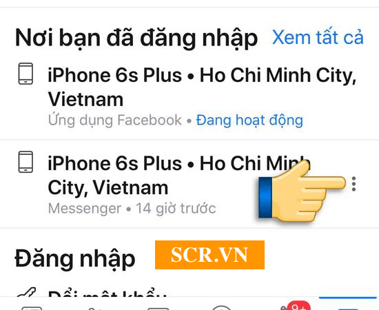 Nhấp chọn Đăng xuất messenger trên iphone