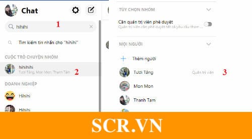 Nhập tên nhóm Messenger vào mục tìm kiếm