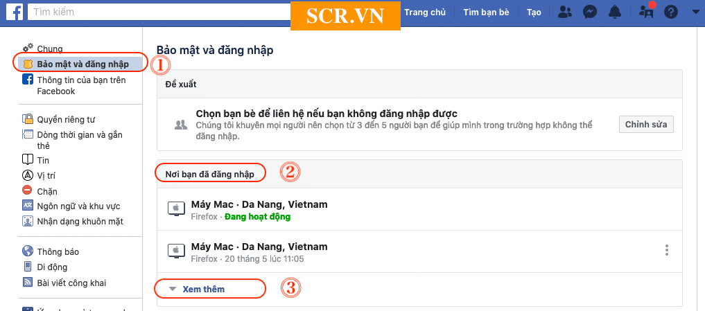 Nơi bạn đã đăng nhập