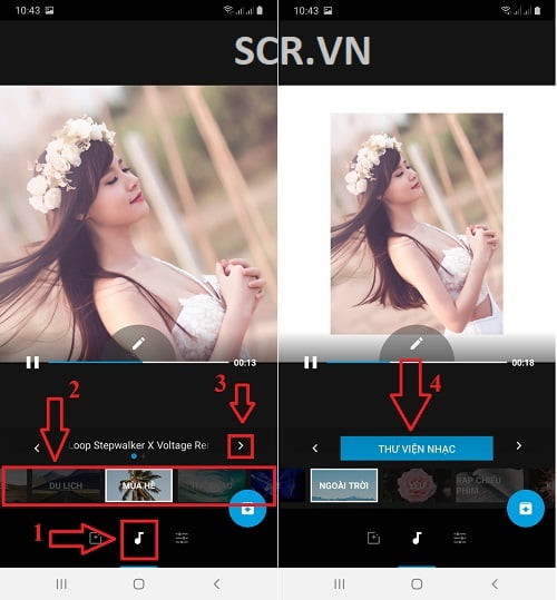 Chọn nhạc nền cho video.