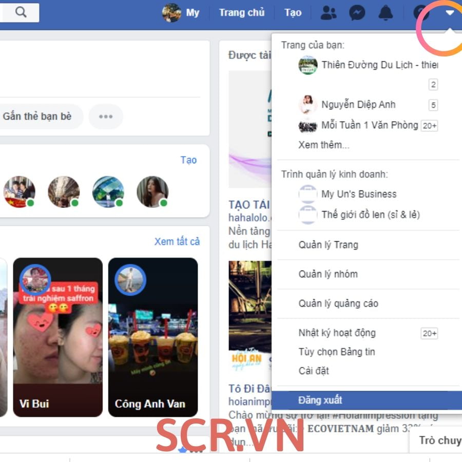 đăng xuất fb trên máy tính