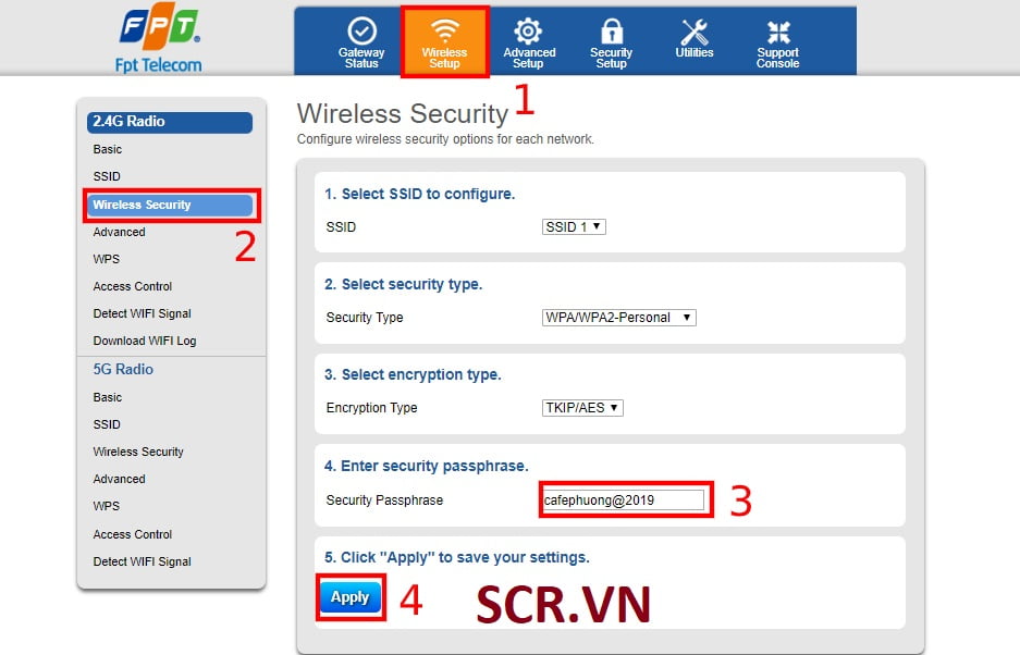 hướng dẫn đổi pass wifi FPT
