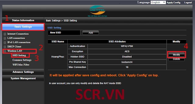 Cách đổi pass mạng Viettel