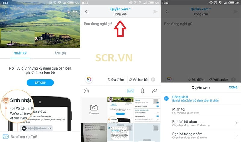 sử dụng zalo Cài đặt quyền riêng tư khi đăng trạng thái