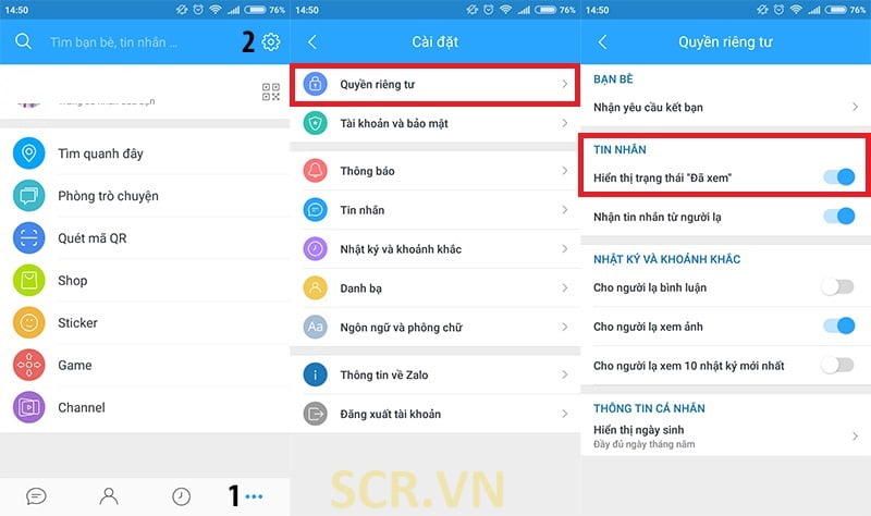 Tắt thông báo “đã xem”