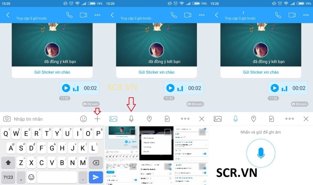 sử dụng zalo Gửi tin nhắn âm thanh