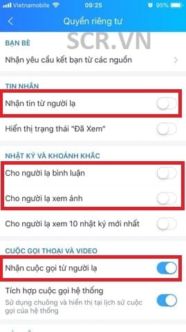 Chặn Tin Nhắn, Cuộc Gọi Từ Người Lạ
