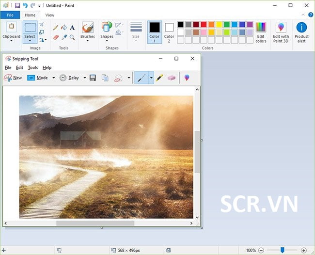 dán ảnh đã chụp vào paint