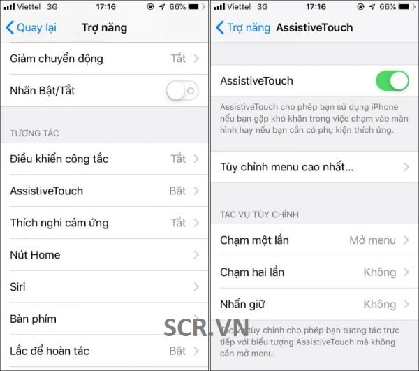 chụp màn hình nút home ảo iphone