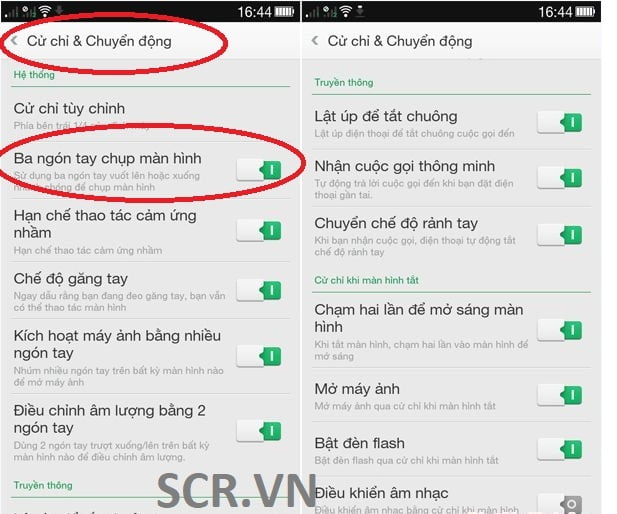 Chụp Màn Hình Oppo Bằng 3 Ngón Tay