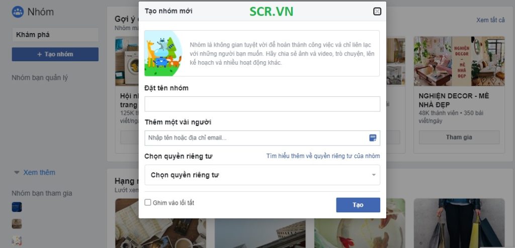 Cách tạo nhóm Facebook trên destop 3