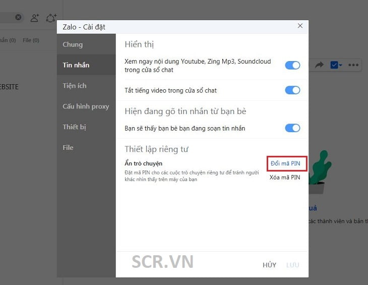 Đổi Và Xóa Mã Pin Ẩn Trò Chuyện Zalo