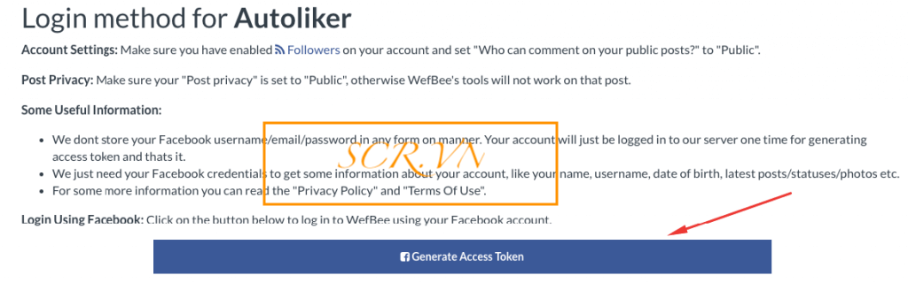 Chọn Generate Access Token