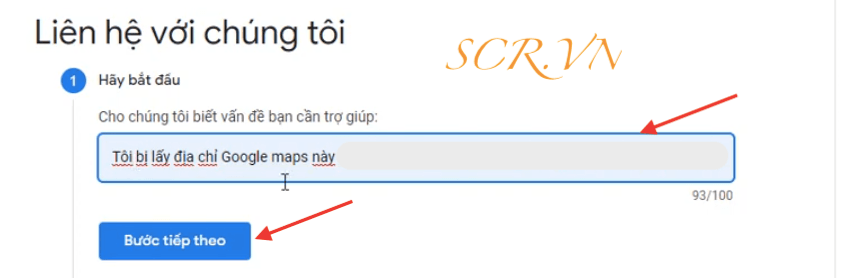 Mô tả sự cố Google Map