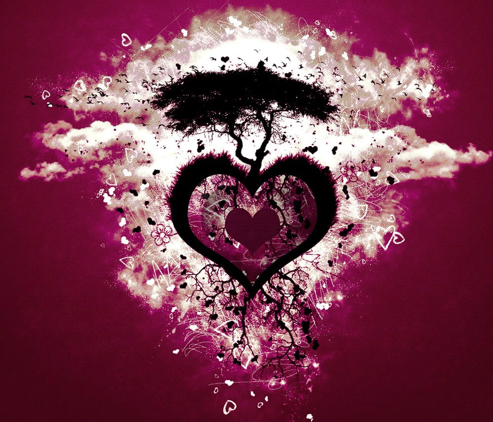 Nền zalo tình yêu đẹp với biểu tượng hình trái tim phát triển nuôi dưỡng sự sống vô cùng ý nghĩa