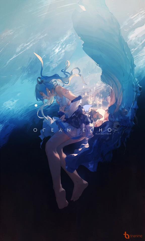 background cô gái giữa đại dương