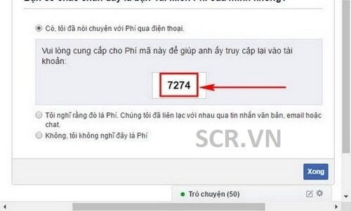 Một mã xác nhận xuất hiện bạn bè sẽ gửi mã đó cho bạn.