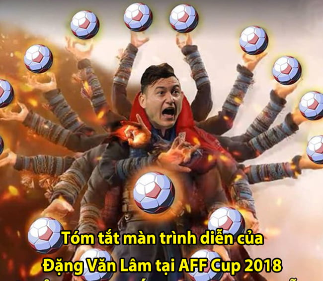 Màn trình diễn xuất sắc của Đặng Văn Lâm tại AFF Cup 2018 được dân mạng chế ảnh rầm rộ.