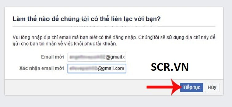 Nhập email mới vào ô