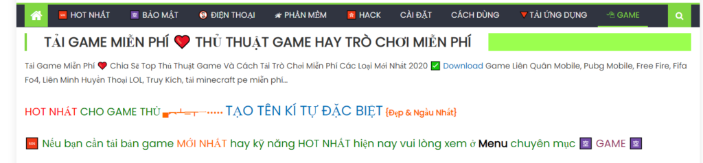 tên nhân vật game