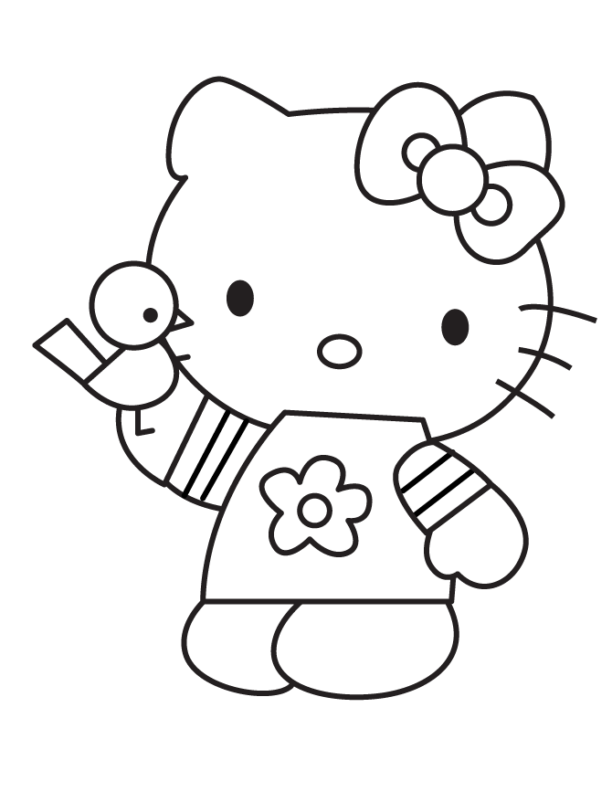 Hình ảnh mèo Hello Kitty cho bé tập tô