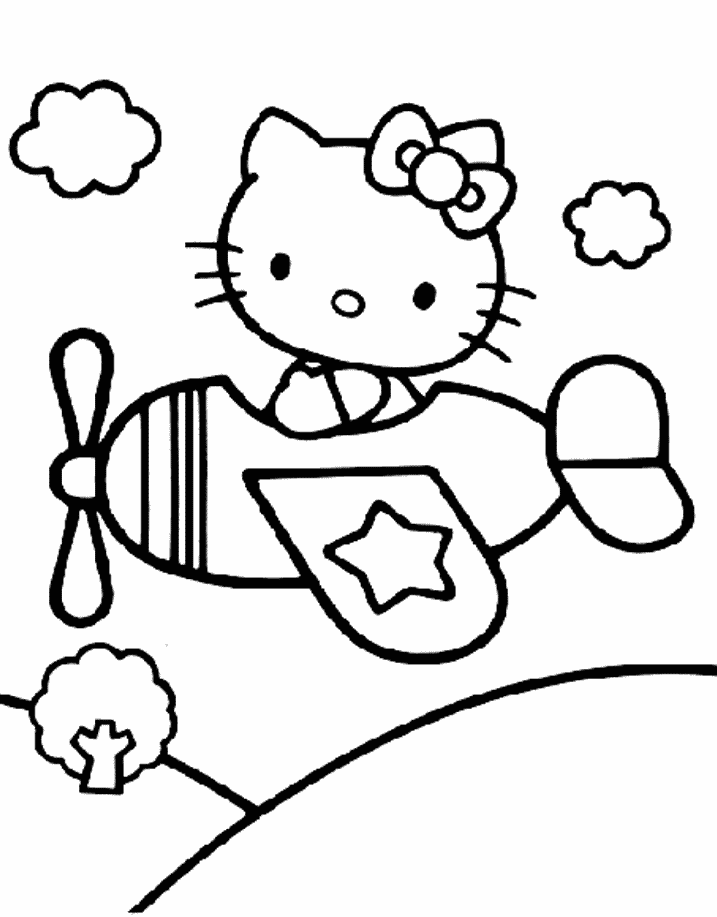 Hình ảnh mèo Hello Kitty lái máy bay