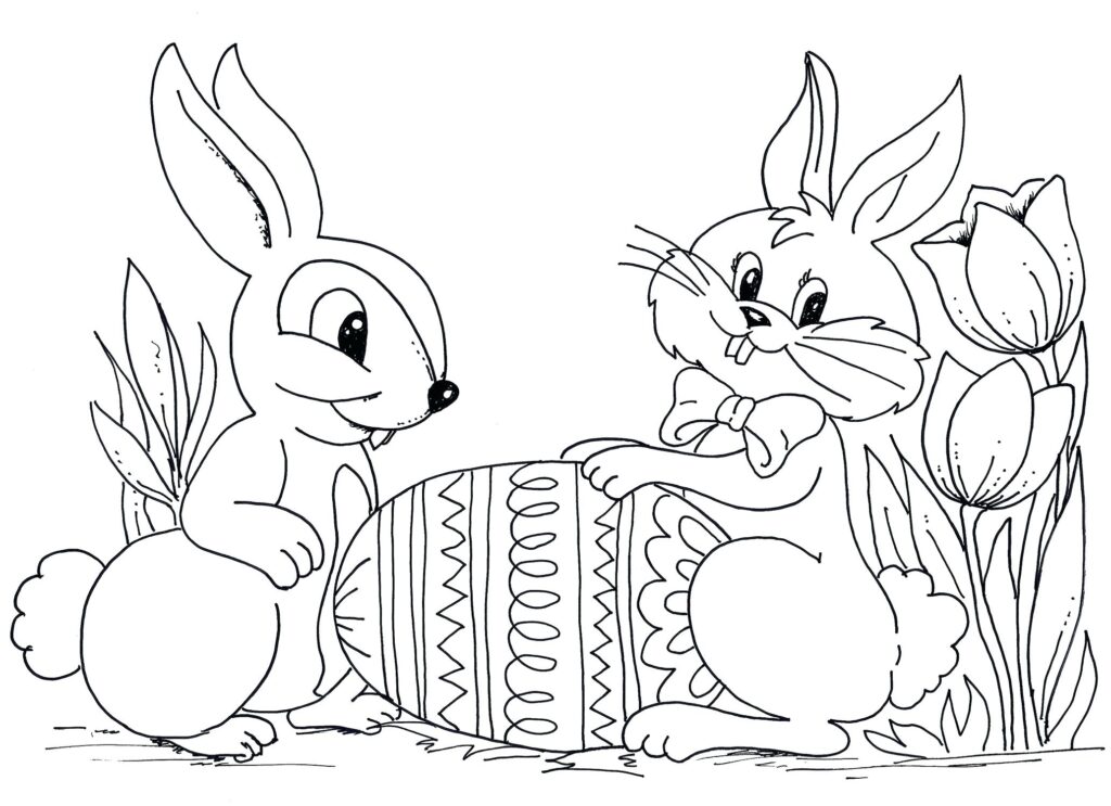hình tô màu con thỏ cặp đôi