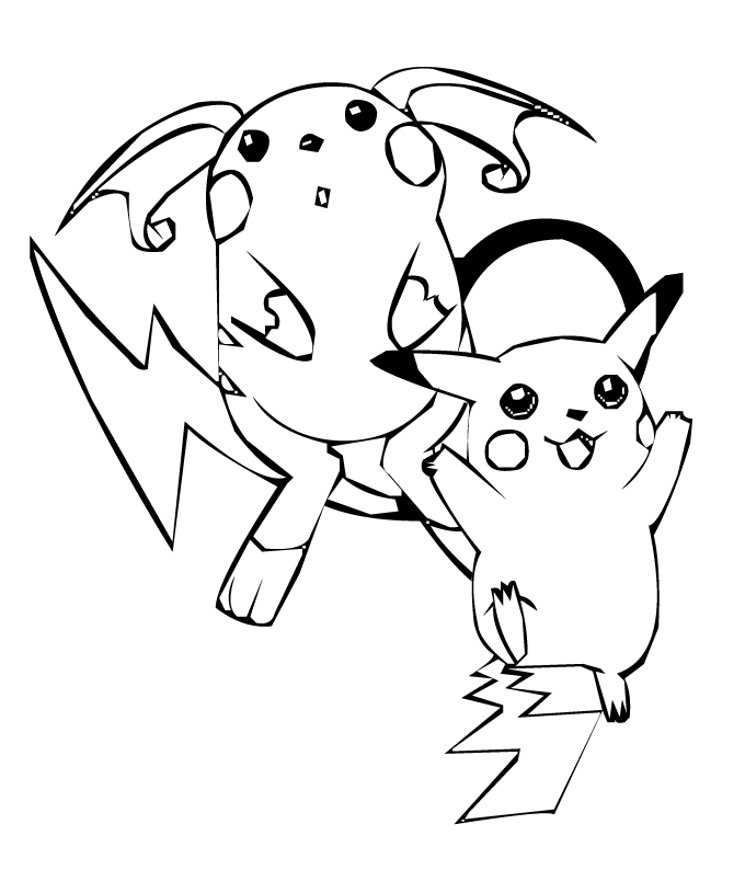 hình tô màu pikachu cặp đôi