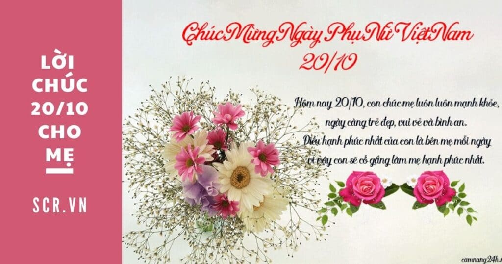 lời chúc 20.10 cho mẹ
