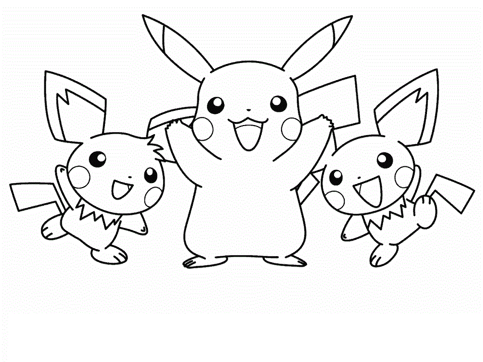 mẫu tranh tô màu pikachu dễ thương